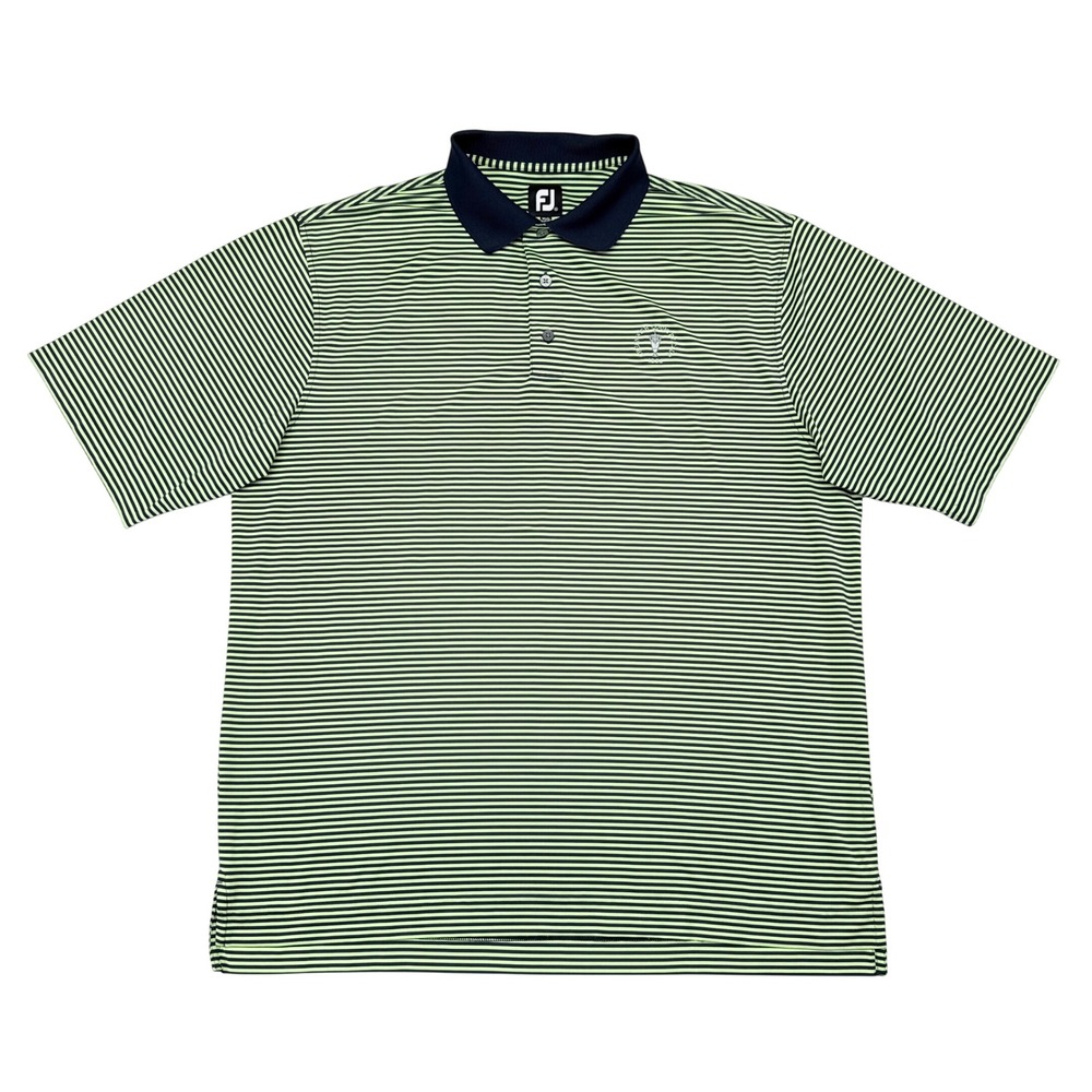 Greenwich Country Club Golf Polo Shirt Mens Size XL Green Blue Striped FootJoy